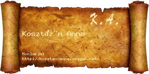 Kosztán Anna névjegykártya